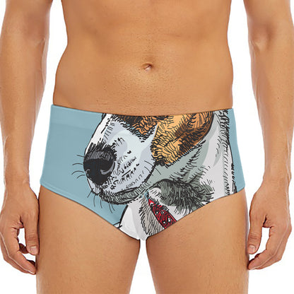 Drawing Jack Russell Terrier Print Men's Triangle Swim Briefs