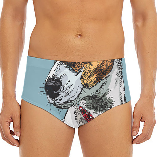 Drawing Jack Russell Terrier Print Men's Triangle Swim Briefs