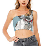 Drawing Jack Russell Terrier Print One Shoulder Crop Top