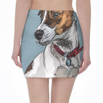 Drawing Jack Russell Terrier Print Pencil Mini Skirt