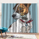 Drawing Jack Russell Terrier Print Pencil Pleat Curtains