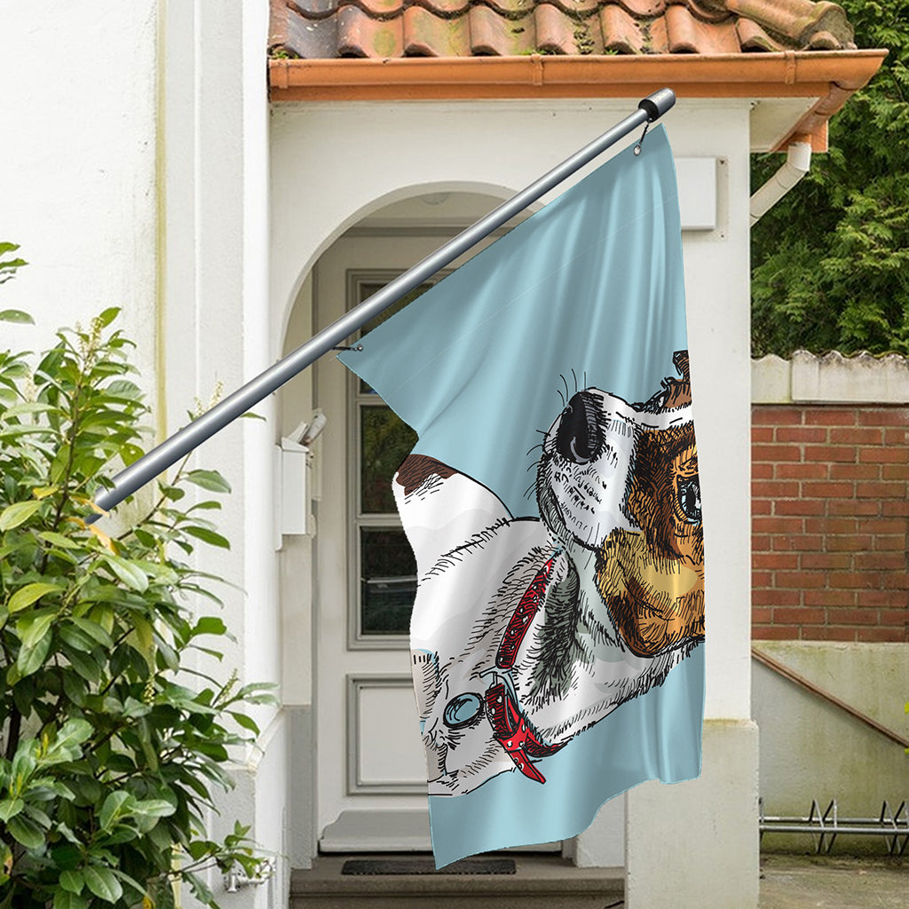 Drawing Jack Russell Terrier Print Polyester Flag