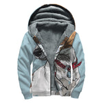 Drawing Jack Russell Terrier Print Sherpa Lined Zip Up Hoodie