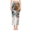 Drawing Jack Russell Terrier Print Side Slit Maxi Skirt