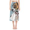 Drawing Jack Russell Terrier Print Side Slit Midi Skirt