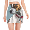 Drawing Jack Russell Terrier Print Side Slit Mini Skirt