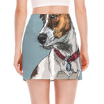 Drawing Jack Russell Terrier Print Side Slit Mini Skirt