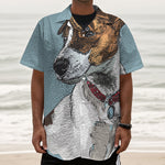Drawing Jack Russell Terrier Print Textured Short Sleeve Shirt