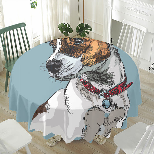 Drawing Jack Russell Terrier Print Waterproof Round Tablecloth