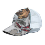 Drawing Jack Russell Terrier Print White Mesh Trucker Cap