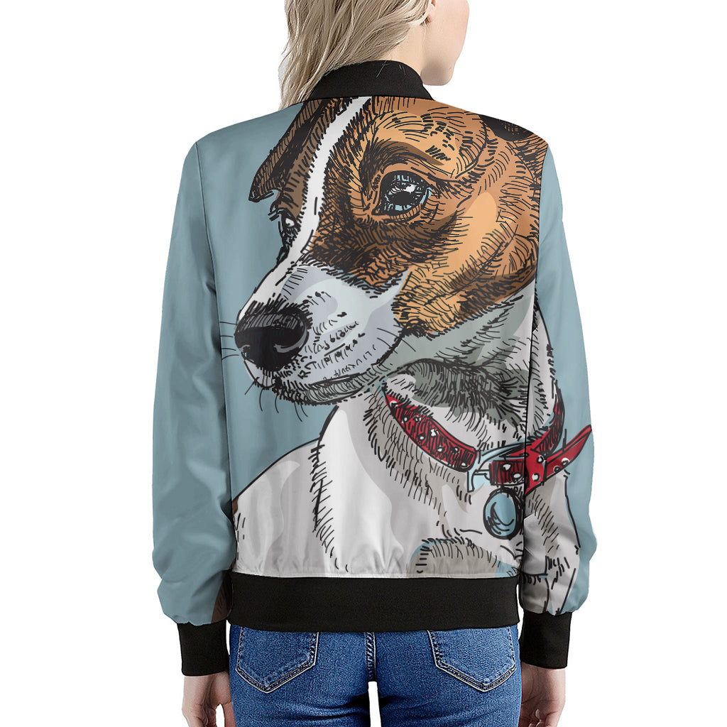 Drawing Jack Russell Terrier Print Women's Bomber Jacket