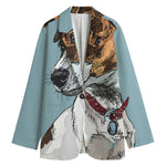 Drawing Jack Russell Terrier Print Women's Cotton Blazer