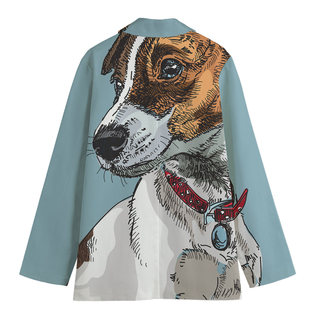Drawing Jack Russell Terrier Print Women's Cotton Blazer