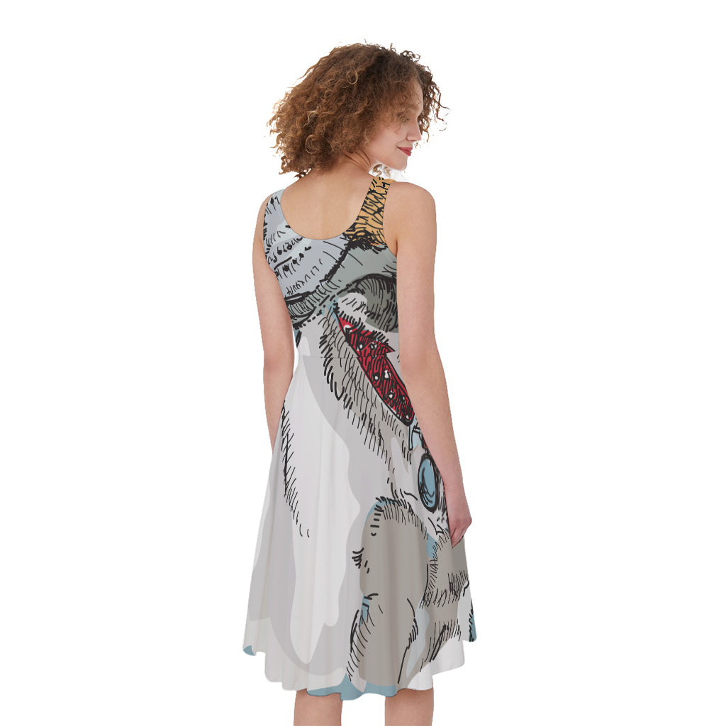 Drawing Jack Russell Terrier Print Women's Sleeveless Dress