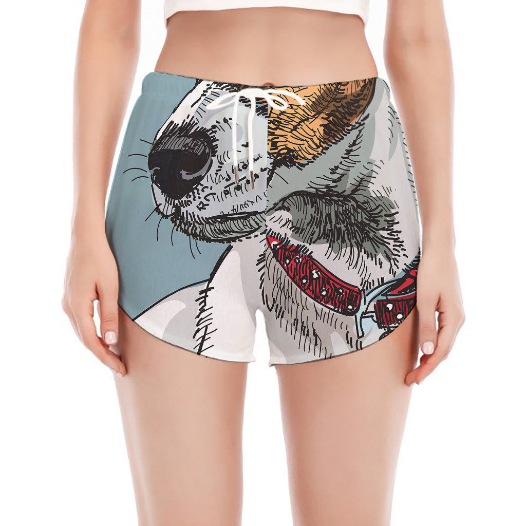 Drawing Jack Russell Terrier Print Women's Split Running Shorts
