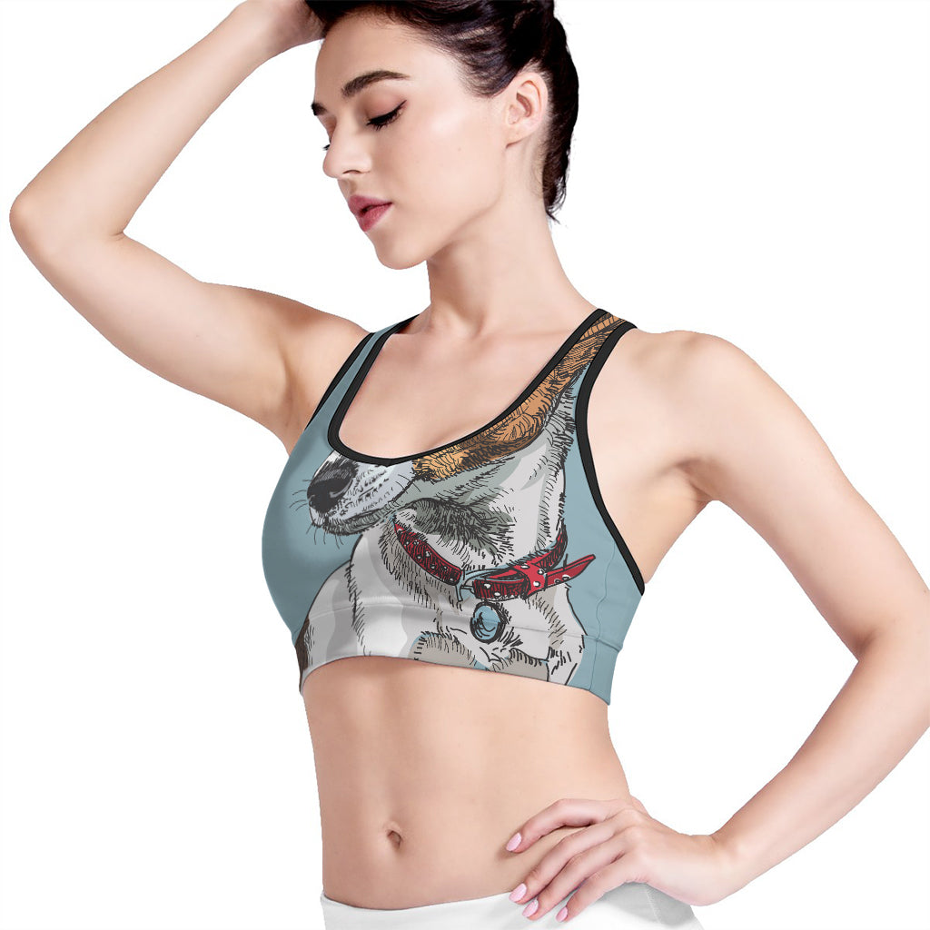 Drawing Jack Russell Terrier Print Women's Sports Bra