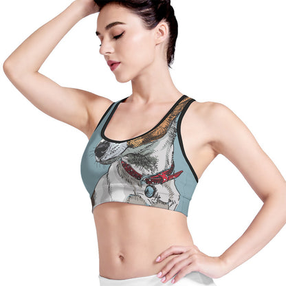 Drawing Jack Russell Terrier Print Women's Sports Bra