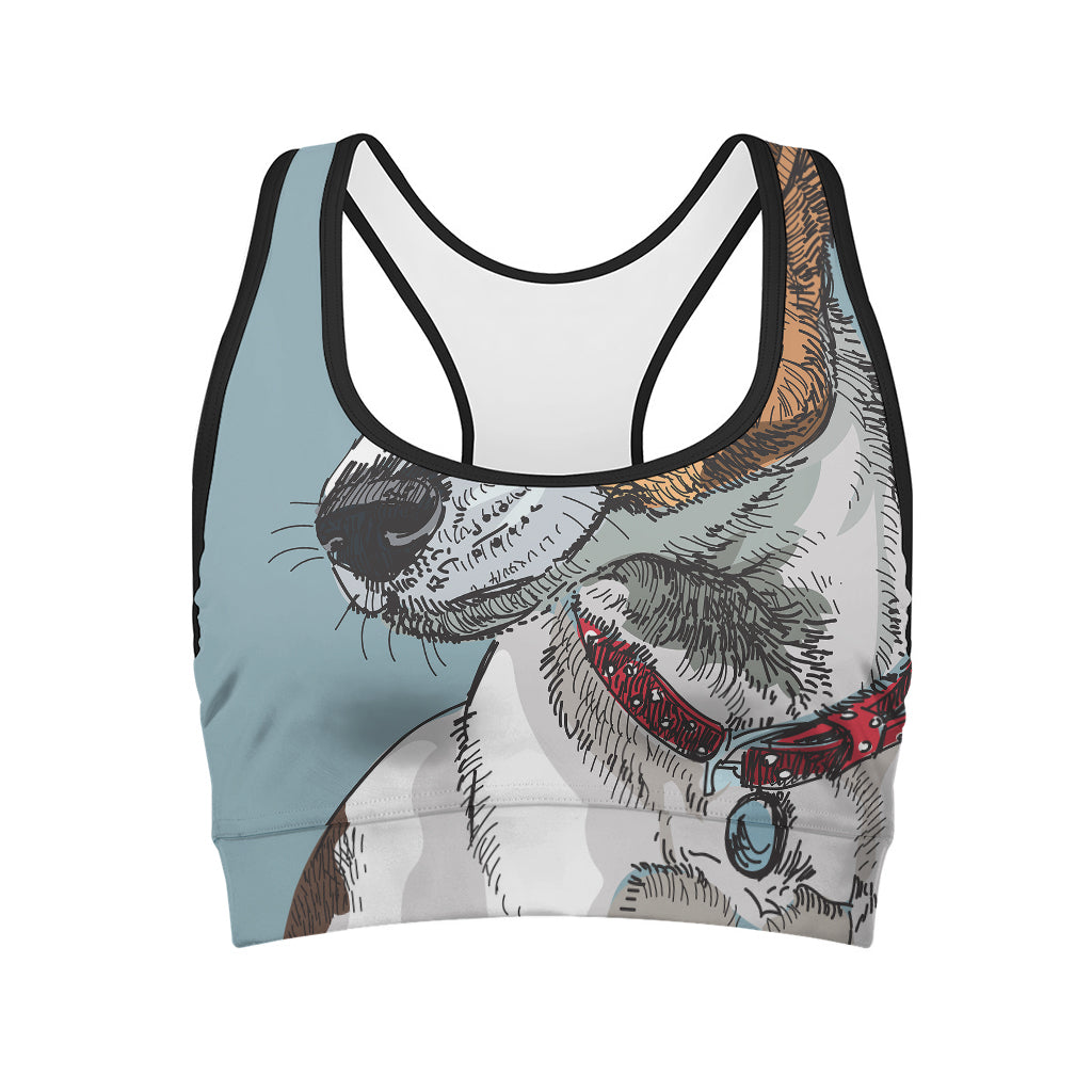 Drawing Jack Russell Terrier Print Women's Sports Bra