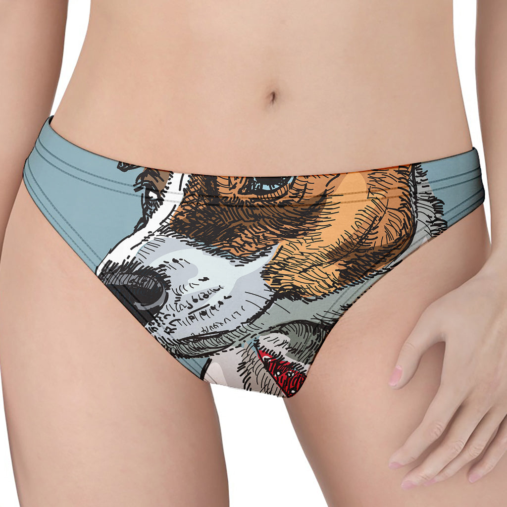 Drawing Jack Russell Terrier Print Women's Thong