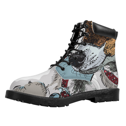 Drawing Jack Russell Terrier Print Work Boots