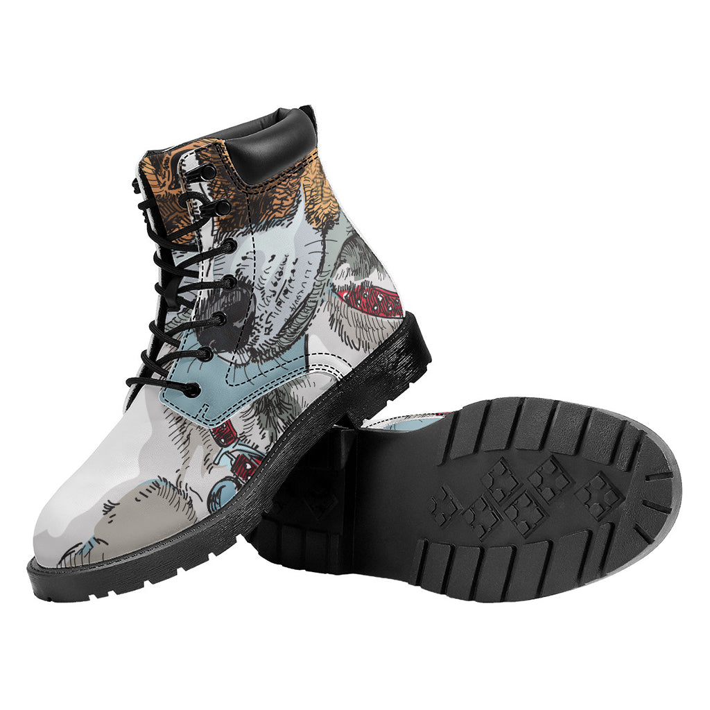 Drawing Jack Russell Terrier Print Work Boots