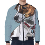 Drawing Jack Russell Terrier Print Zip Sleeve Bomber Jacket
