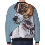 Drawing Jack Russell Terrier Print Zip Sleeve Bomber Jacket