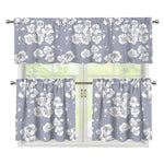 Drawing Orchid Pattern Print 3 Piece Kitchen Curtains