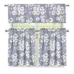 Drawing Orchid Pattern Print 3 Piece Kitchen Curtains