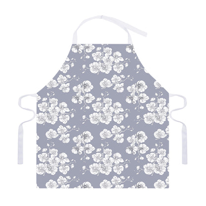 Drawing Orchid Pattern Print Adjustable Apron