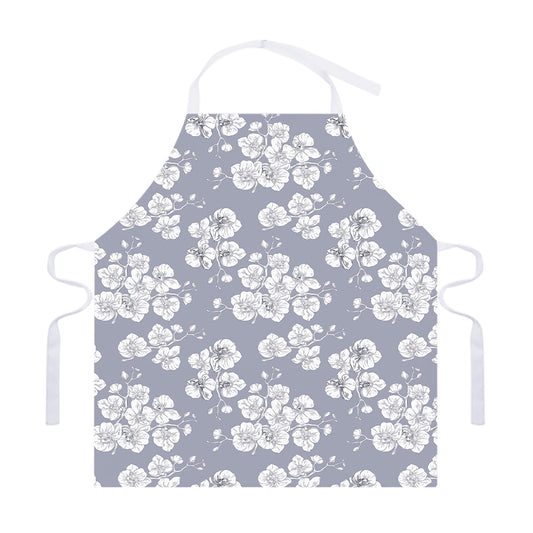 Drawing Orchid Pattern Print Adjustable Apron