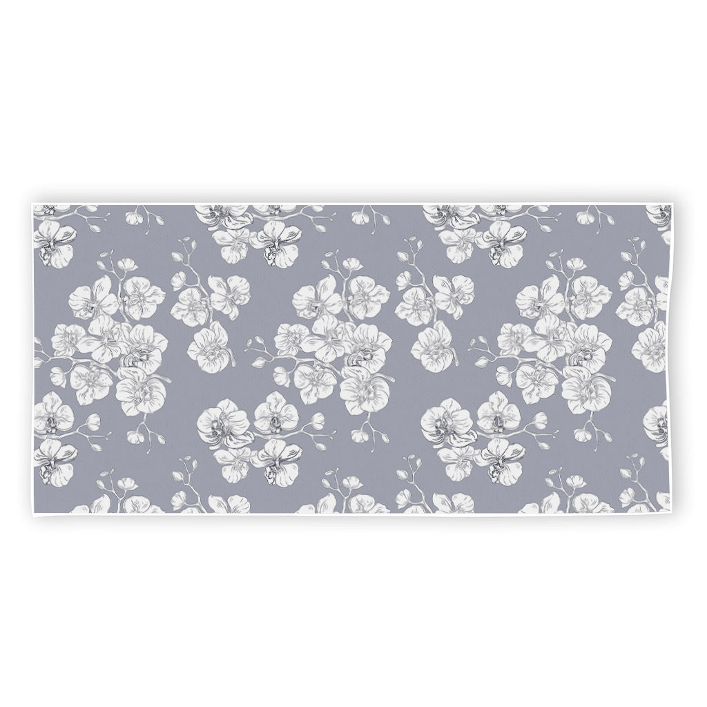 Drawing Orchid Pattern Print Beach Towel
