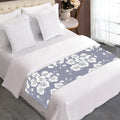 Drawing Orchid Pattern Print Bed Runner