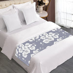 Drawing Orchid Pattern Print Bed Runner