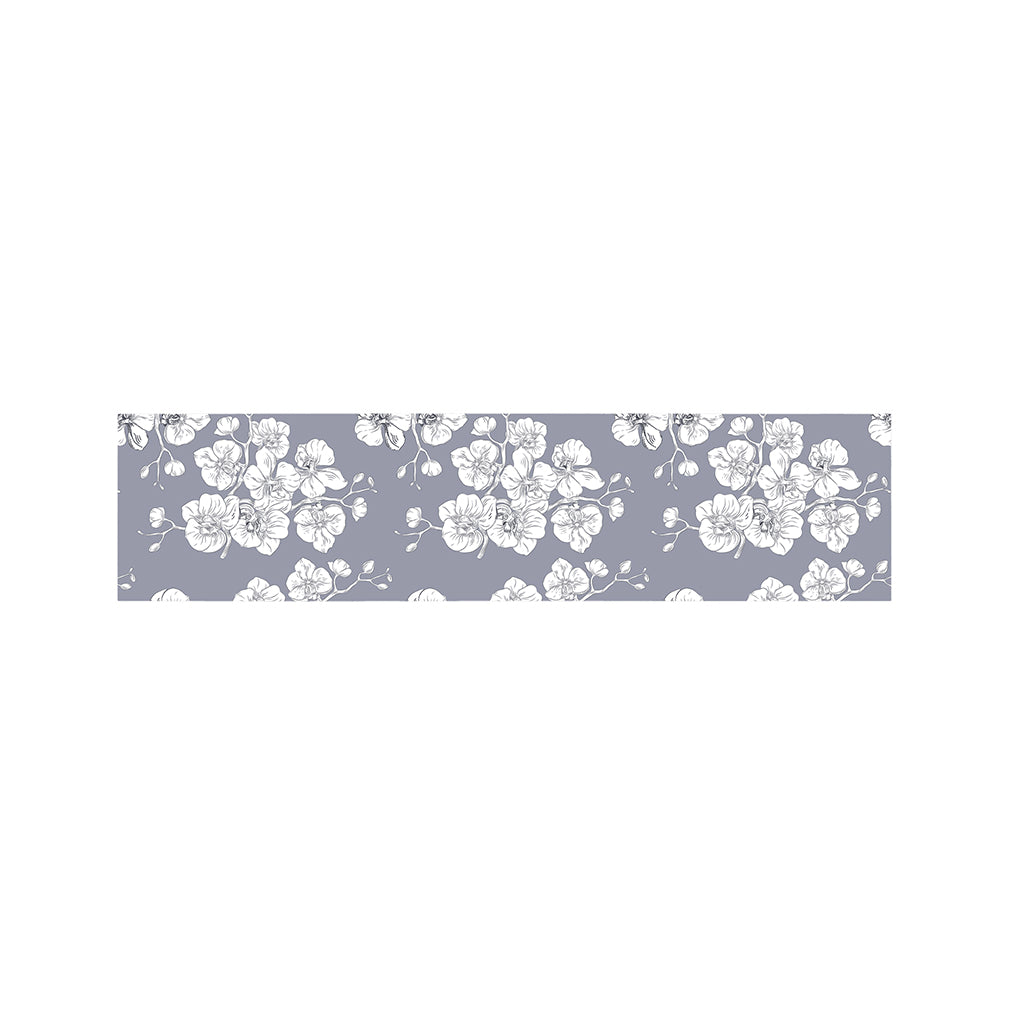 Drawing Orchid Pattern Print Bed Runner