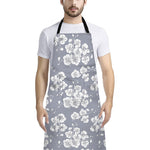 Drawing Orchid Pattern Print Bib Apron With Pocket