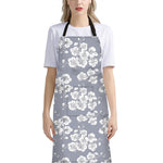 Drawing Orchid Pattern Print Bib Apron With Pocket