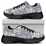 Drawing Orchid Pattern Print Black Chunky Shoes