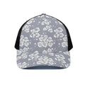 Drawing Orchid Pattern Print Black Mesh Trucker Hat