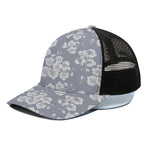 Drawing Orchid Pattern Print Black Mesh Trucker Cap