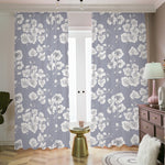 Drawing Orchid Pattern Print Blackout Pencil Pleat Curtains
