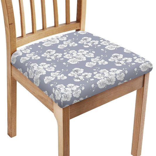 Drawing Orchid Pattern Print Chair Cushion Cover