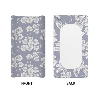 Drawing Orchid Pattern Print Changing Pad Cover
