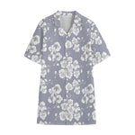 Drawing Orchid Pattern Print Cotton Hawaiian Shirt