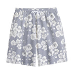 Drawing Orchid Pattern Print Cotton Shorts