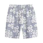 Drawing Orchid Pattern Print Cotton Shorts