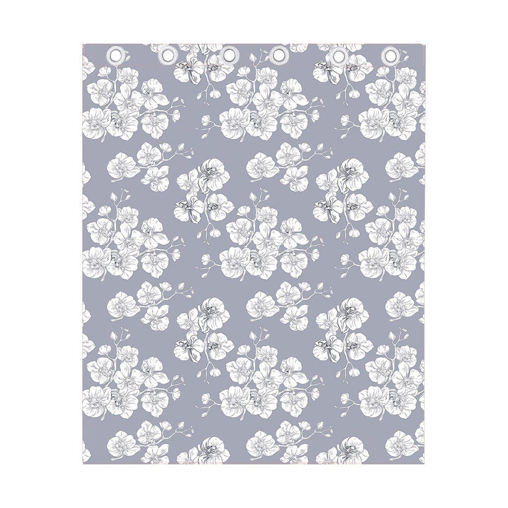 Drawing Orchid Pattern Print Curtain