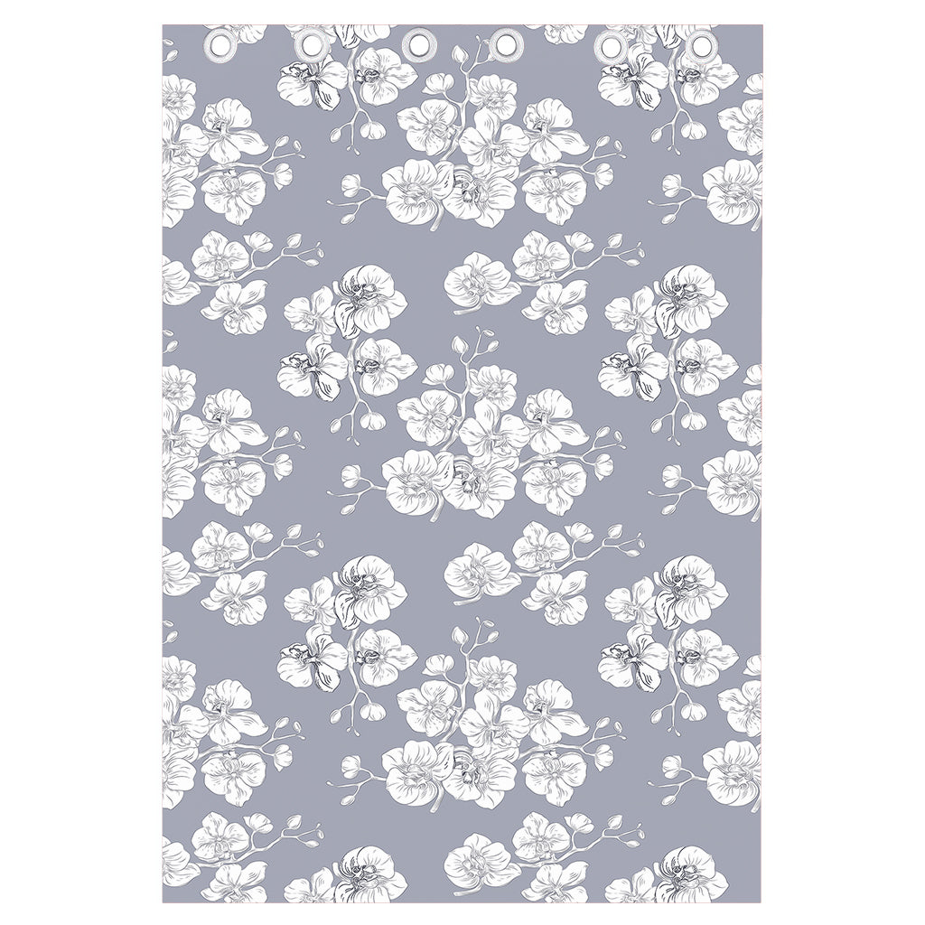 Drawing Orchid Pattern Print Curtain