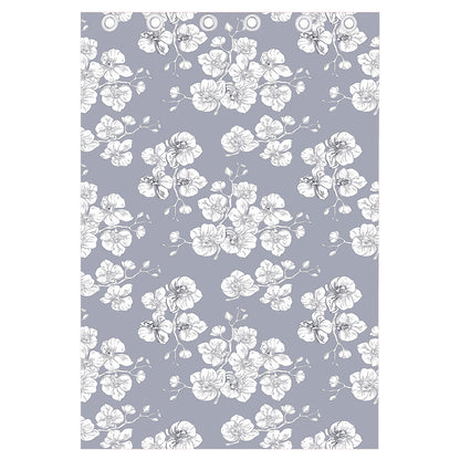 Drawing Orchid Pattern Print Curtain