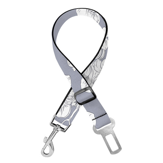 Drawing Orchid Pattern Print Dog Seat Belt